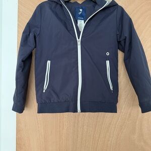 Jacadi Dark Blue Raincoat with White Details